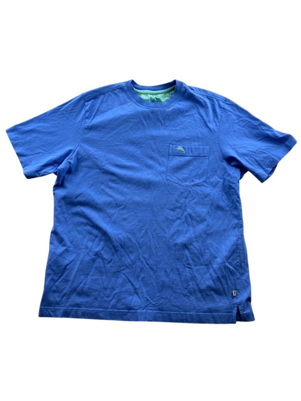 Tommy Bahama T-Shirt Small Blue Crewneck 100% Cotton Short Sleeve Pocket Tee